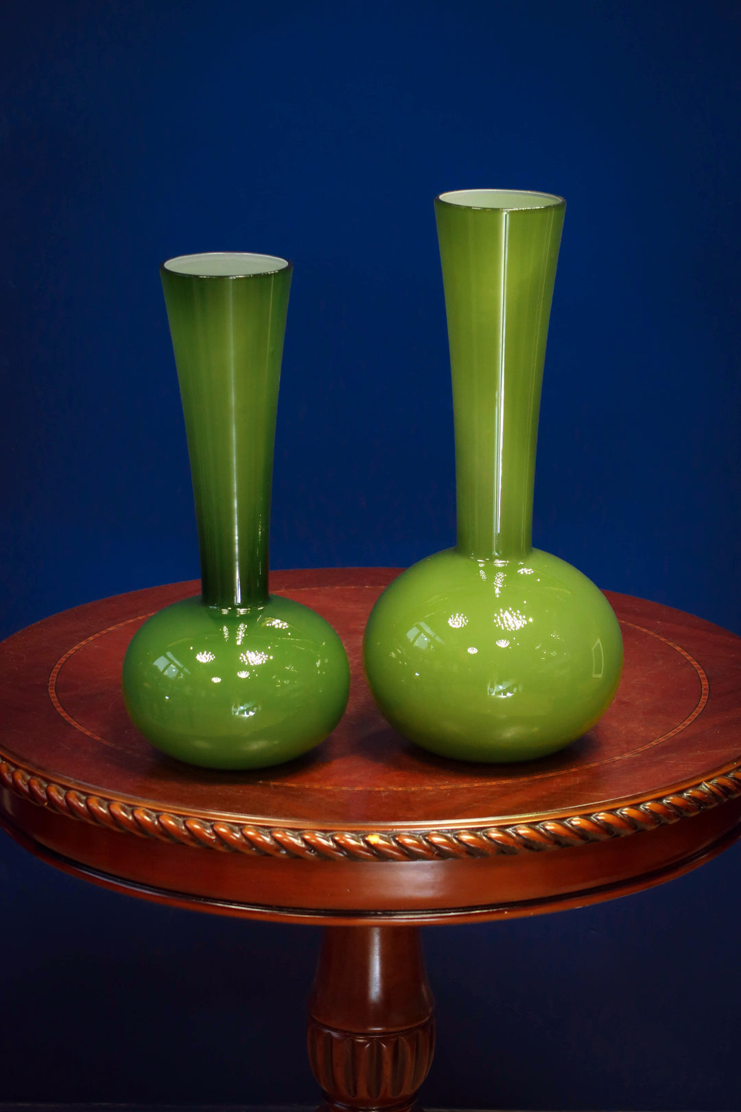 Green Pencil Neck Glass Vase
