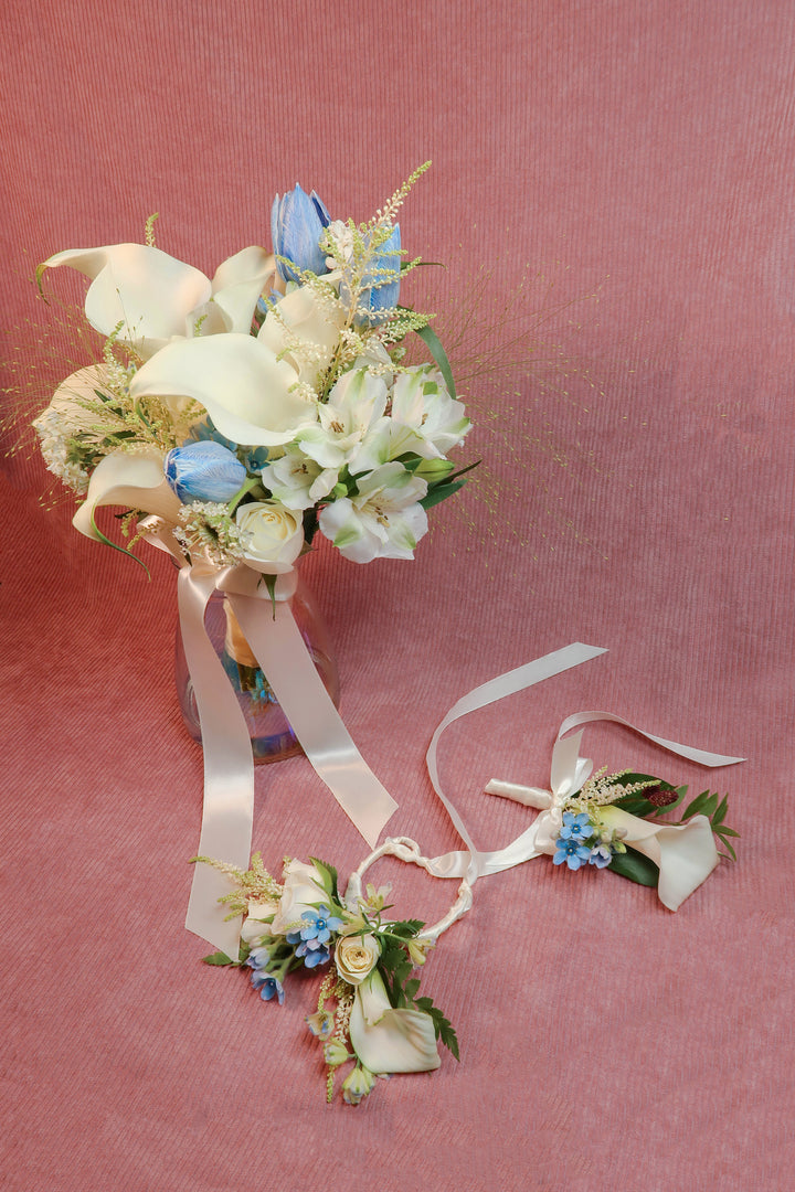 Bridal Bouquet - Hand-Tied - Blue & White