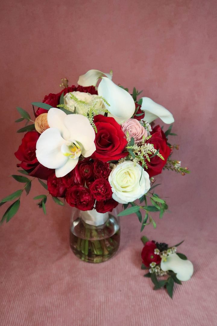 Bridal Bouquet - Hand-Tied - Red