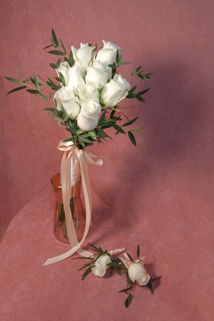 Bridal Bouquet - Pageant - White Roses