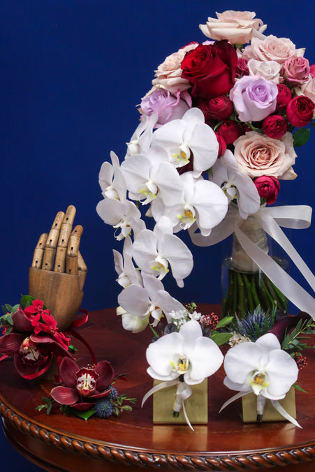 Bridal Bouquet - Waterfall - Shades of Red & White