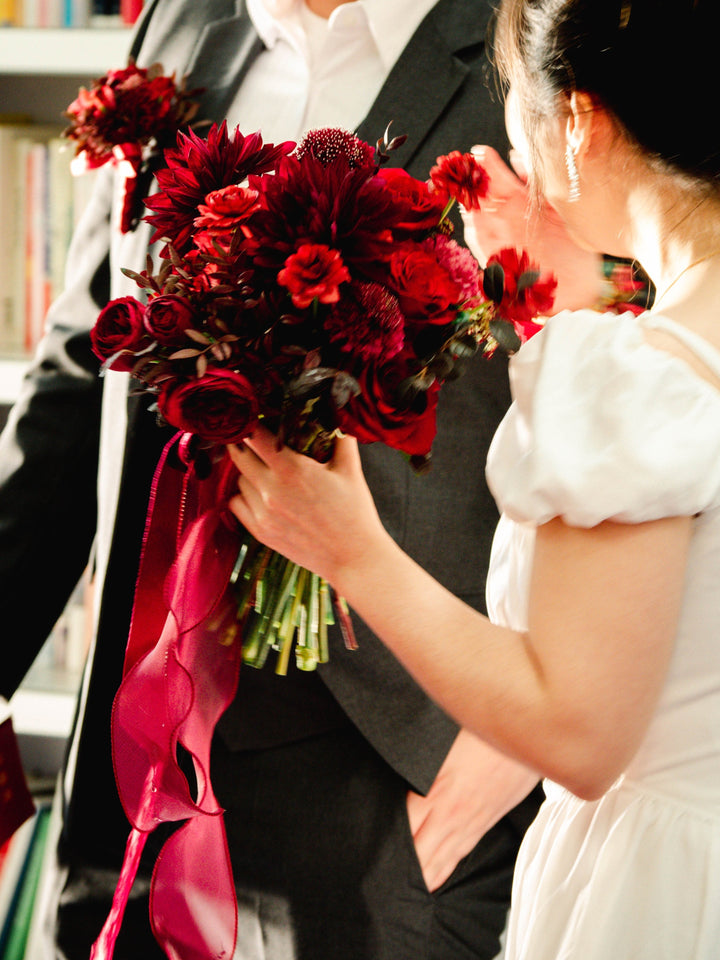 Bridal Bouquet - Hand-Tied - Red