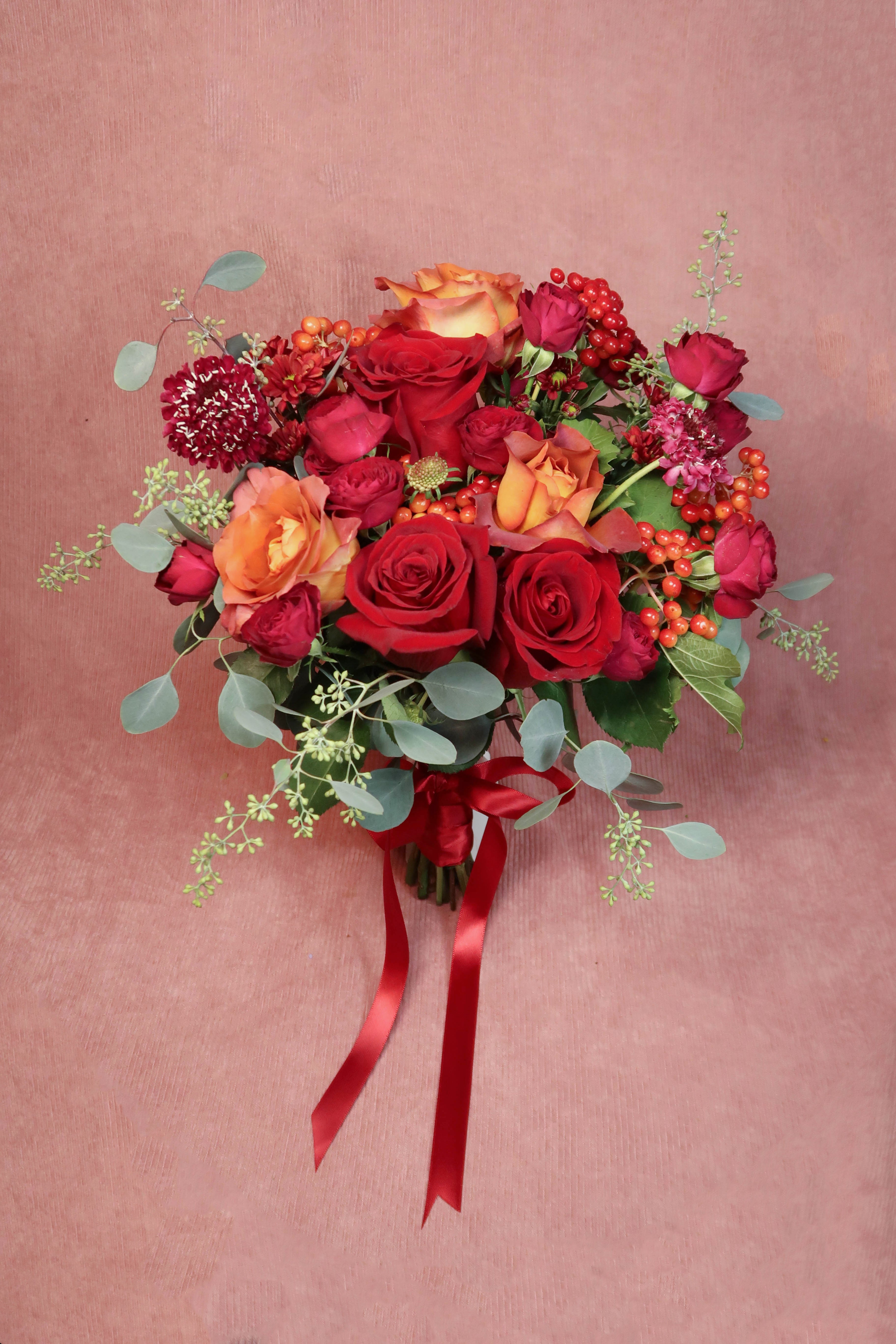 Bridal Bouquet - Hand-Tied - Red